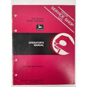 John Deere 970 Series Roller Harrows Operator's Manual OM A35085 Issue K3 dealer